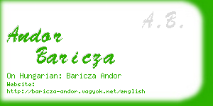 andor baricza business card